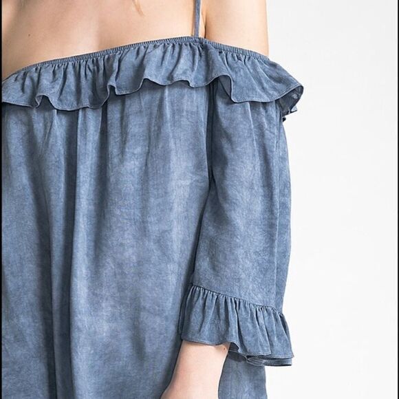 Mineral Washed Ruffled Off Shoulder Top - Picture 5 of 5